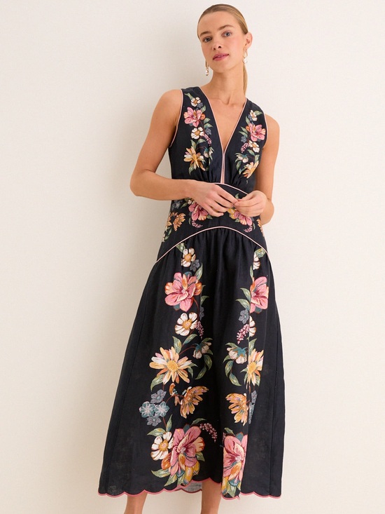 FARM Rio Dresses & Skirts - Farm Rio Dark Blue Maira Floral Midi Dress medium
